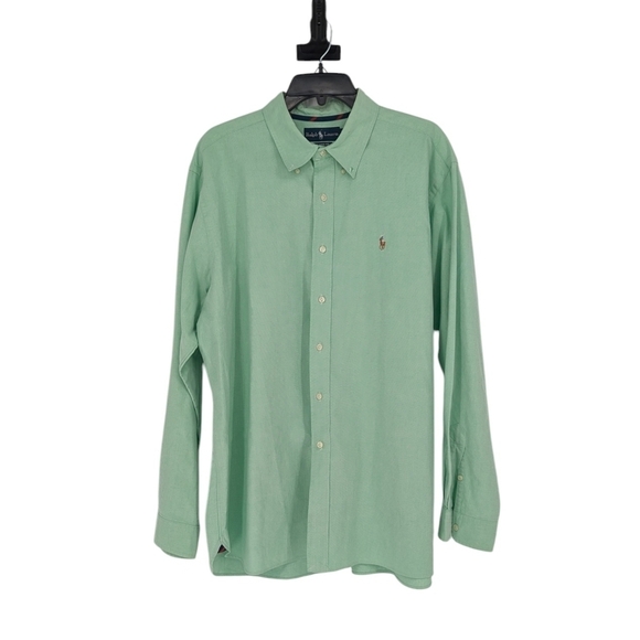 Men's Ralph Lauren Classic Fit Button Down Shirt Green XXL preppy 90s y2k cotton - Picture 1 of 8